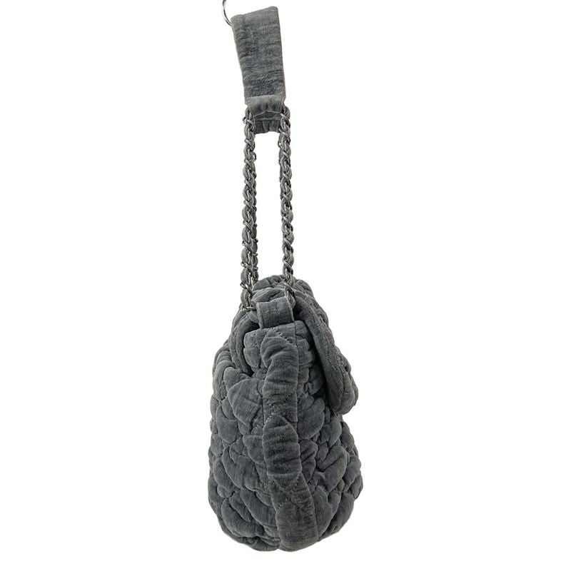 Chanel Shoulder Bag Bubble Quilt Gray Vintage Silver Hardware / Chain Shoulder