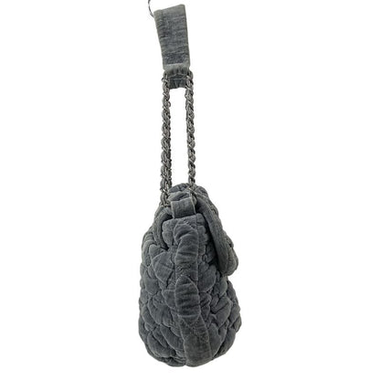 Chanel Shoulder Bag Bubble Quilt Gray Vintage Silver Hardware / Chain Shoulder