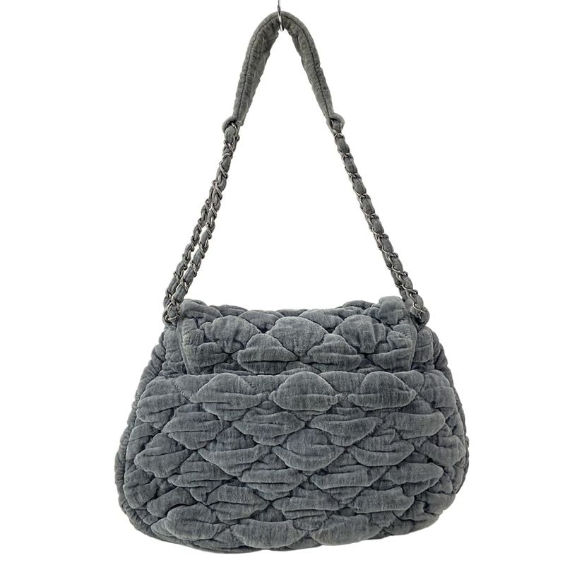 Chanel Shoulder Bag Bubble Quilt Gray Vintage Silver Hardware / Chain Shoulder