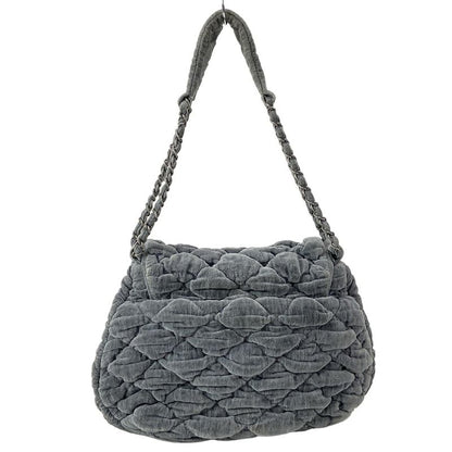 Chanel Shoulder Bag Bubble Quilt Gray Vintage Silver Hardware / Chain Shoulder