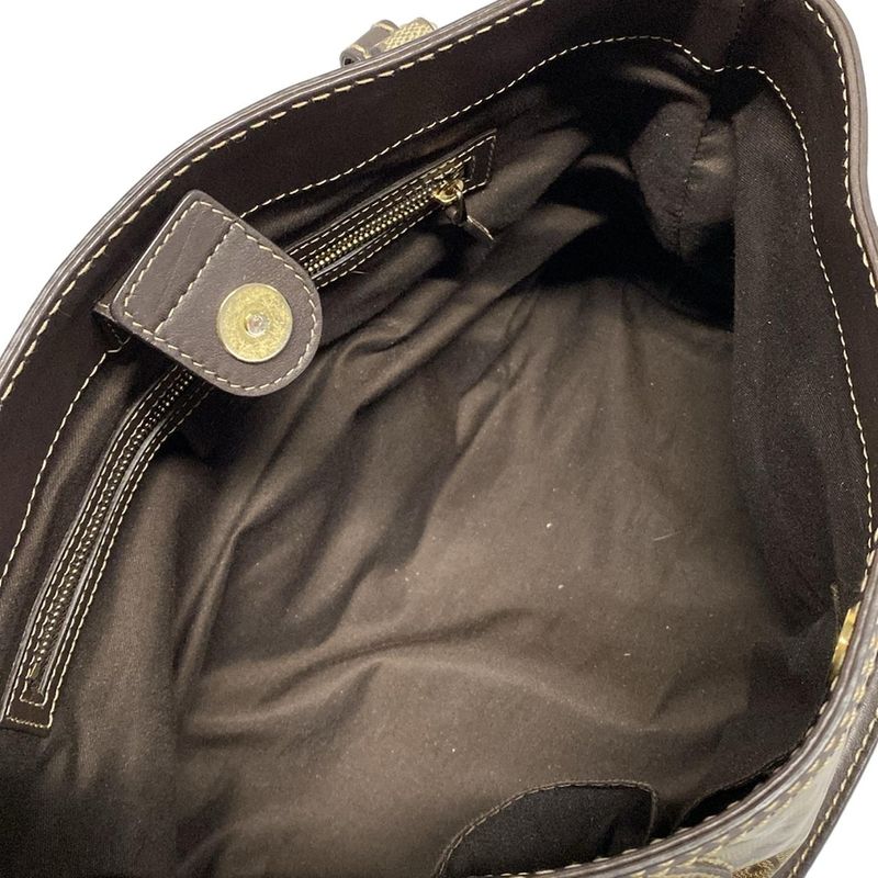 Gucci Handbag Crystal GG 223964 Beige And Dark Brown Leather