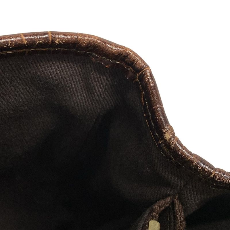 Celine Tote Bag Macadam Pattern Dark Brown And Beige Shape Stamped Leather