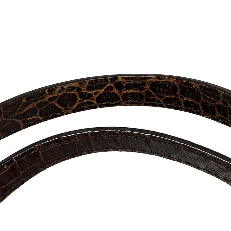 Celine Tote Bag Macadam Pattern Dark Brown And Beige Shape Stamped Leather