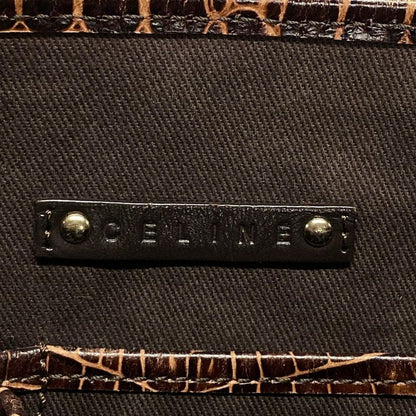 Celine Tote Bag Macadam Pattern Dark Brown And Beige Shape Stamped Leather