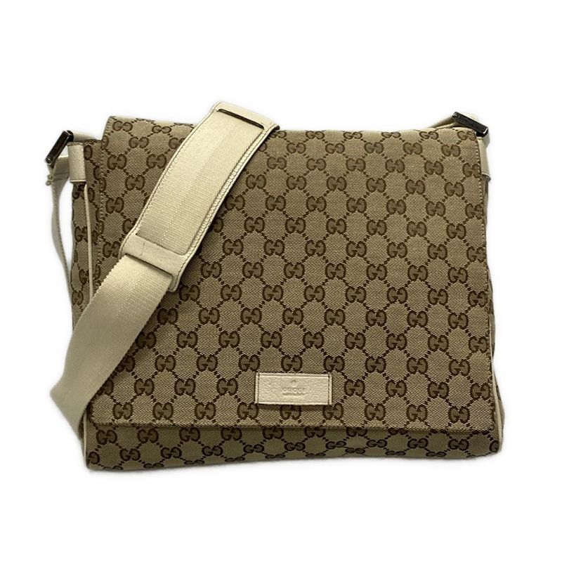 Gucci Shoulder Bag GG Pattern 146236 Beige X Dark Brown X Ivory Leather