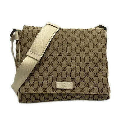 Gucci Shoulder Bag GG Pattern 146236 Beige X Dark Brown X Ivory Leather