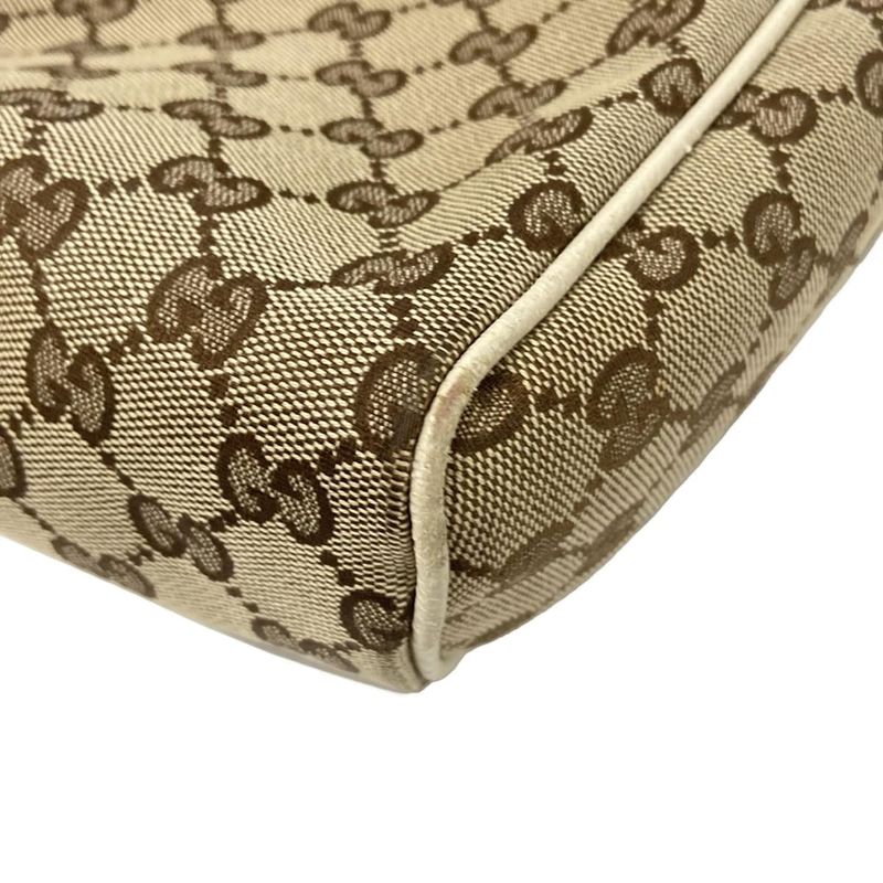 Gucci Shoulder Bag GG Pattern 146236 Beige X Dark Brown X Ivory Leather