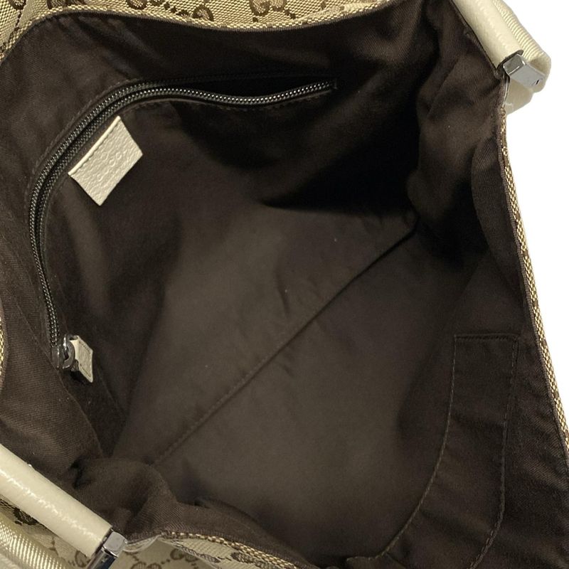 Gucci Shoulder Bag GG Pattern 146236 Beige X Dark Brown X Ivory Leather