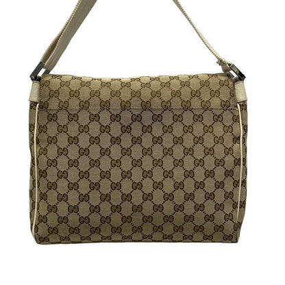 Gucci Shoulder Bag GG Pattern 146236 Beige X Dark Brown X Ivory Leather