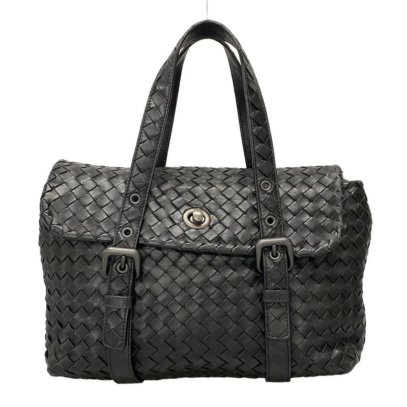 Bottega Veneta Handbag Intrecciato Black Leather