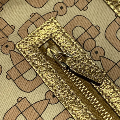Gucci Tote Bag GG Pattern 137396 Beige Gold And Pink Leather