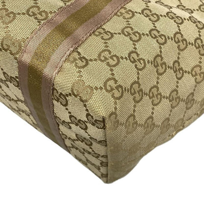 Gucci Tote Bag GG Pattern 137396 Beige Gold And Pink Leather