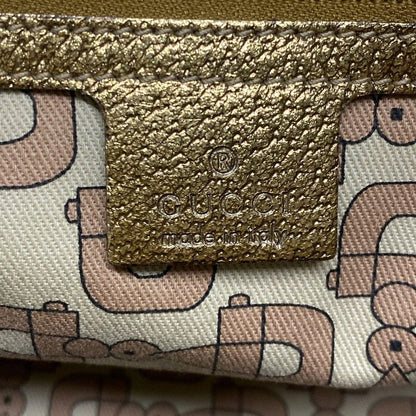 Gucci Tote Bag GG Pattern 137396 Beige Gold And Pink Leather