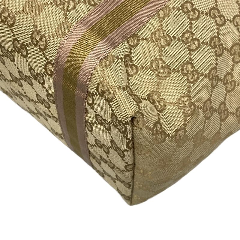 Gucci Tote Bag GG Pattern 137396 Beige Gold And Pink Leather