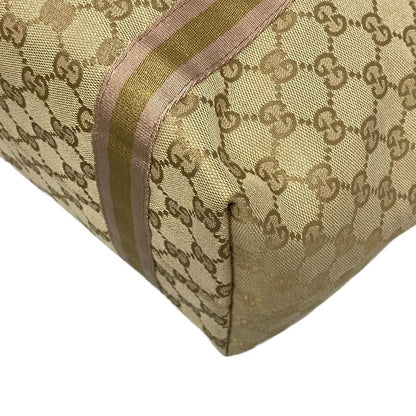 Gucci Tote Bag GG Pattern 137396 Beige Gold And Pink Leather