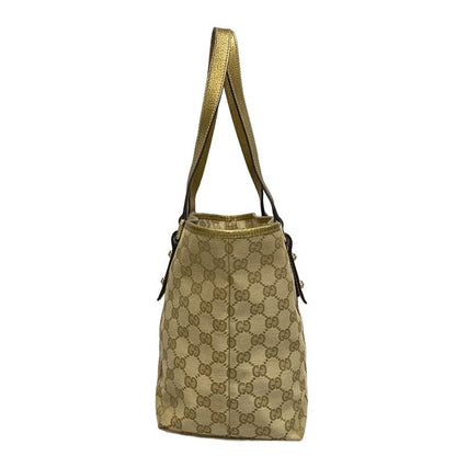 Gucci Tote Bag GG Pattern 137396 Beige Gold And Pink Leather