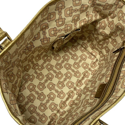 Gucci Tote Bag GG Pattern 137396 Beige Gold And Pink Leather