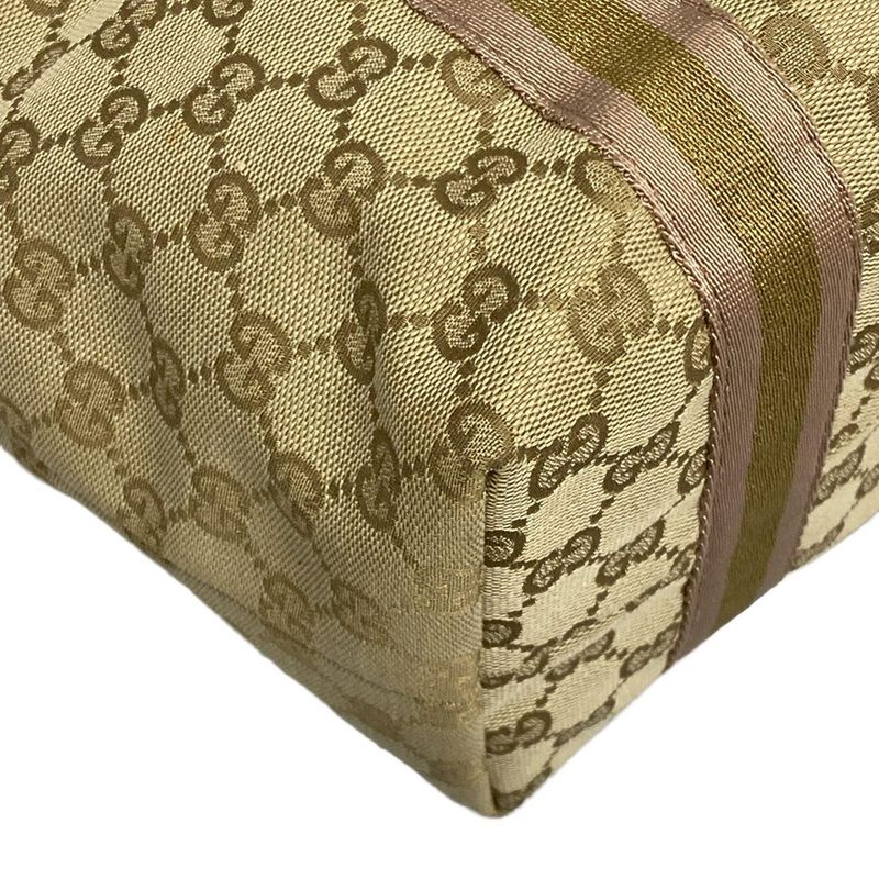 Gucci Tote Bag GG Pattern 137396 Beige Gold And Pink Leather