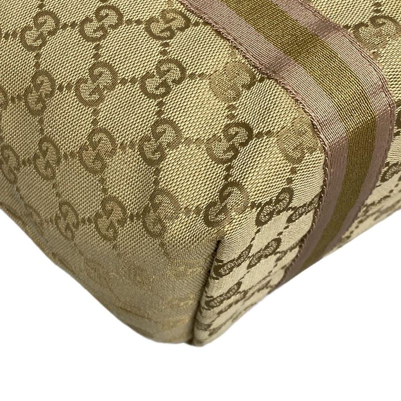 Gucci Tote Bag GG Pattern 137396 Beige Gold And Pink Leather