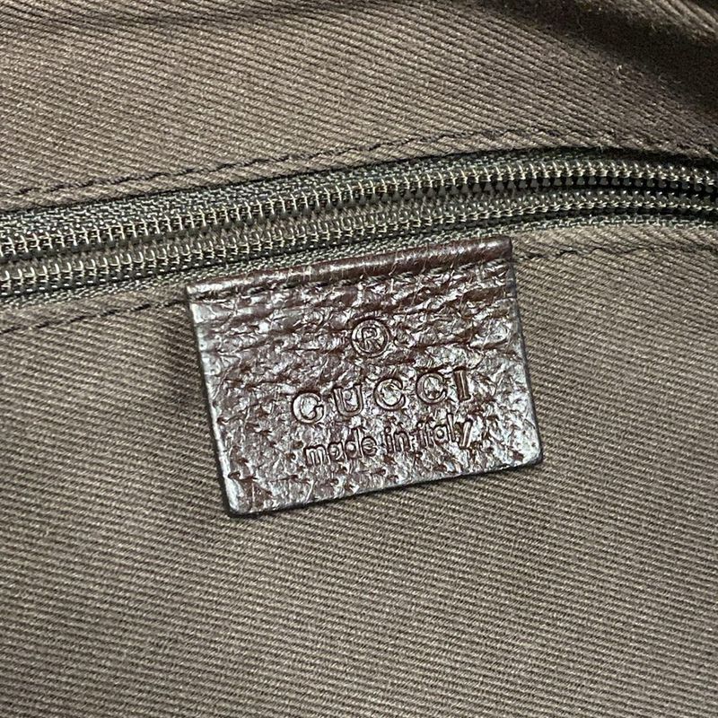 Gucci Tote Bag GG Pattern 113019 Beige And Dark Brown Leather