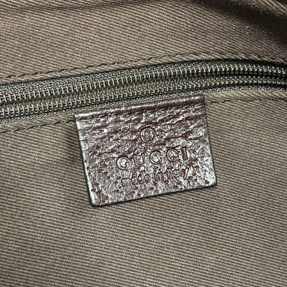 Gucci Tote Bag GG Pattern 113019 Beige And Dark Brown Leather