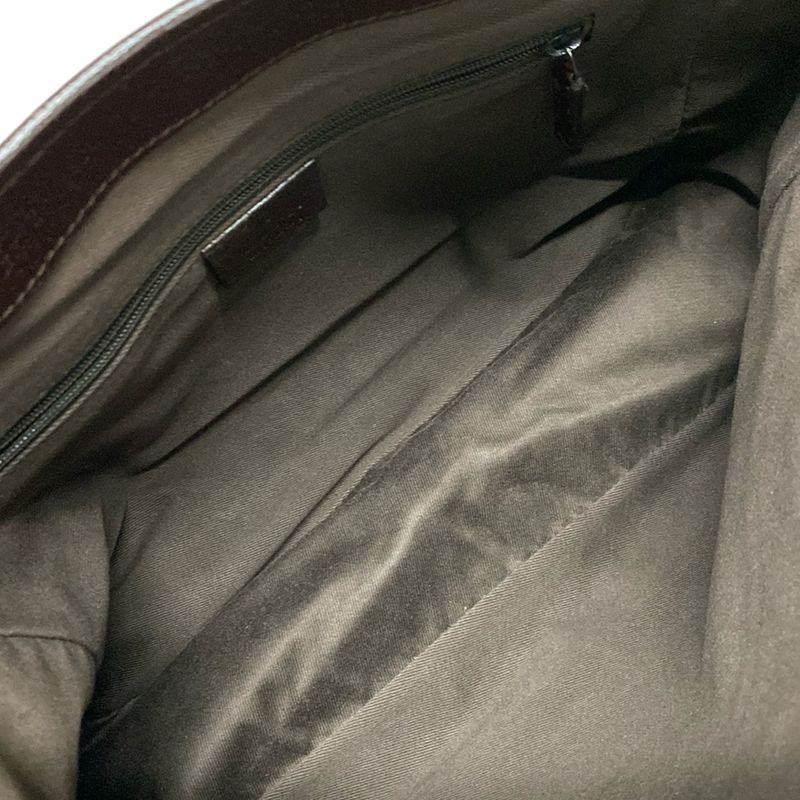 Gucci Tote Bag GG Pattern 113019 Beige And Dark Brown Leather