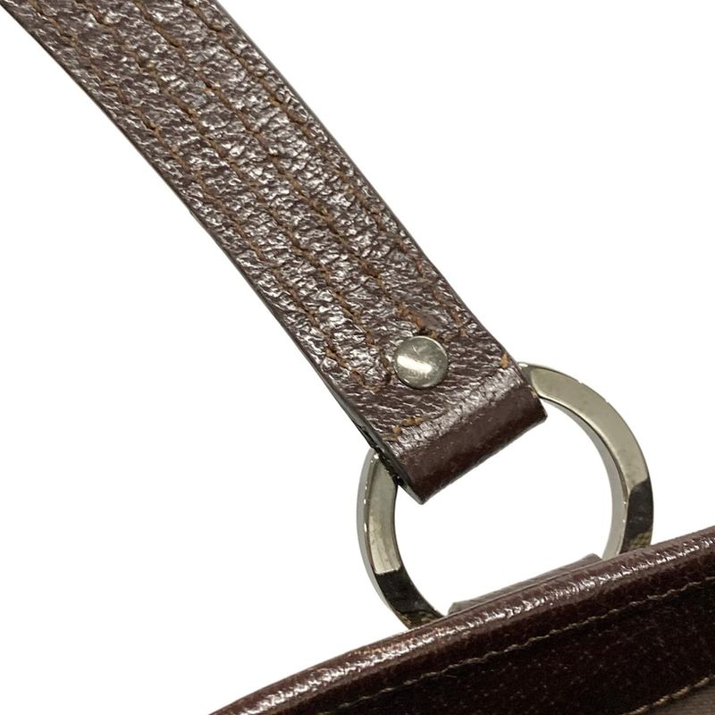 Gucci Tote Bag GG Pattern 113019 Beige And Dark Brown Leather