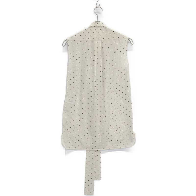 Celine Phoebe Period 2 0w55/5963 White And Black Silk Dot Sleeveless Bow Tie