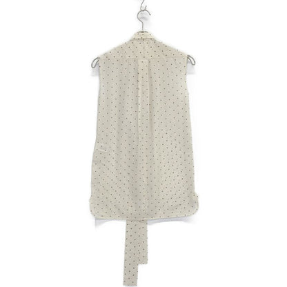 Celine Phoebe Period 2 0w55/5963 White And Black Silk Dot Sleeveless Bow Tie