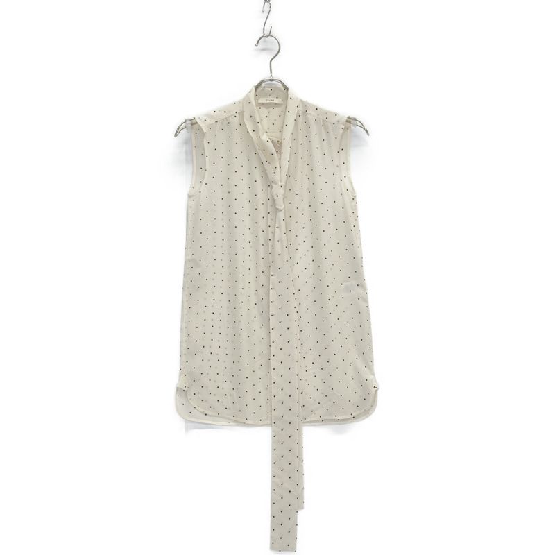 Celine Phoebe Period 2 0w55/5963 White And Black Silk Dot Sleeveless Bow Tie