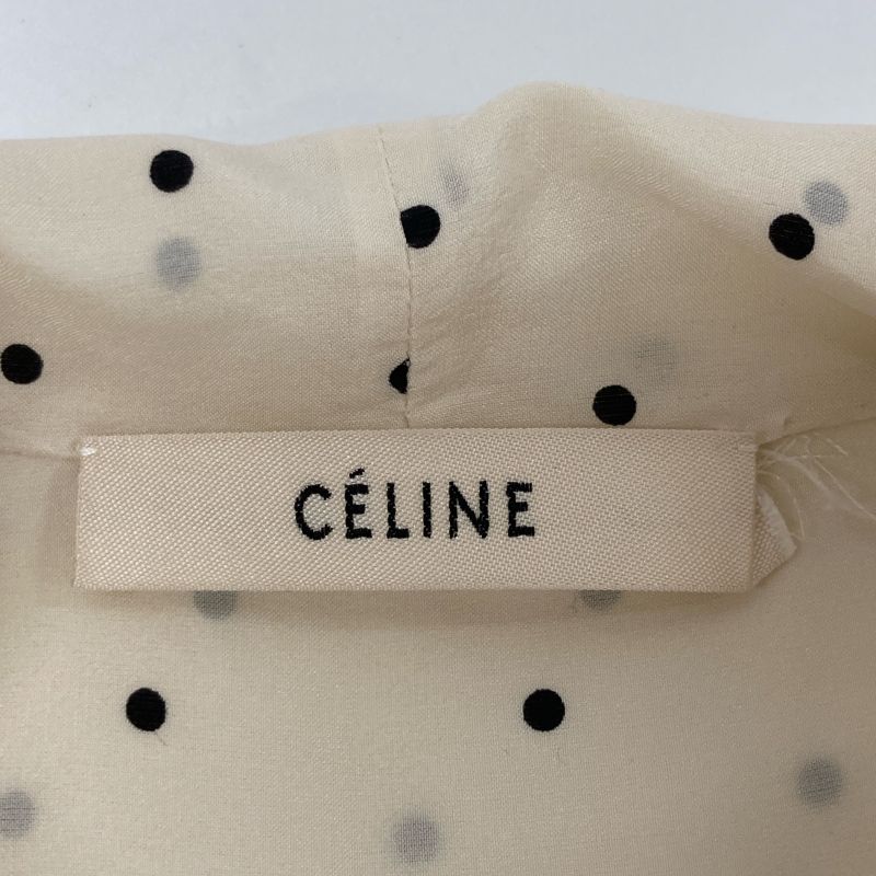 Celine Phoebe Period 2 0w55/5963 White And Black Silk Dot Sleeveless Bow Tie