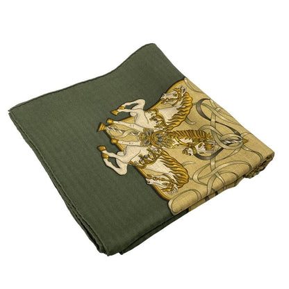 Hermes Stole (shawl) Carré 140 Beige×dark Green×multi Lunapark Cashmere Silk