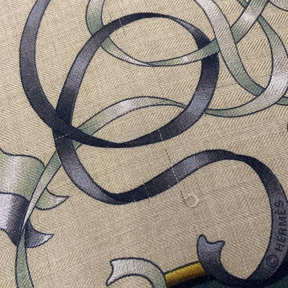 Hermes Stole (shawl) Carré 140 Beige×dark Green×multi Lunapark Cashmere Silk
