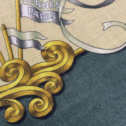 Hermes Stole (shawl) Carré 140 Beige×dark Green×multi Lunapark Cashmere Silk