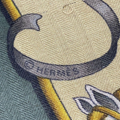 Hermes Stole (shawl) Carré 140 Beige×dark Green×multi Lunapark Cashmere Silk
