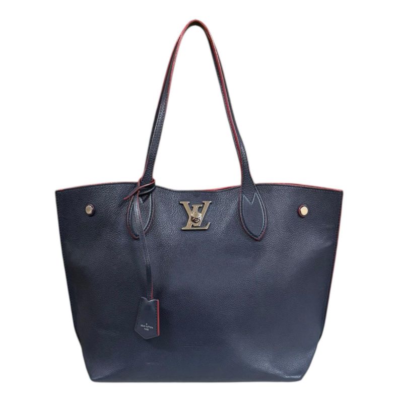 Louis Vuitton Lock Me Go Tote Bag Leather M52759 Navy Women's Louis Vuitton