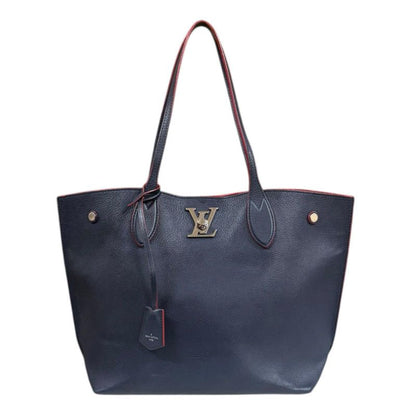 Louis Vuitton Lock Me Go Tote Bag Leather M52759 Navy Women's Louis Vuitton