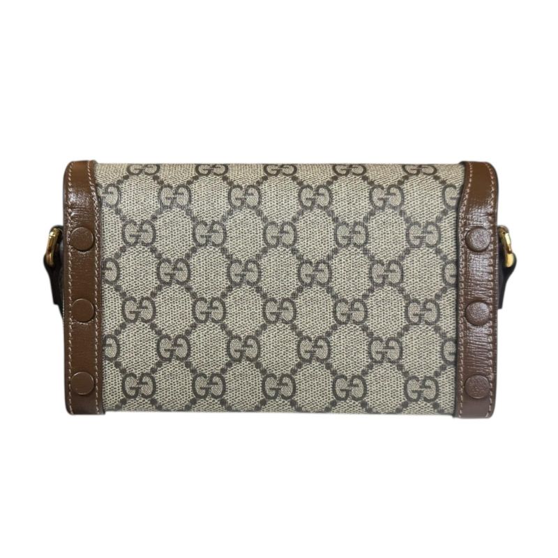 Gucci Mini Bag Horsebit 1955 Shoulder Bag GG Supreme Canvas 699296 Beige Ladies