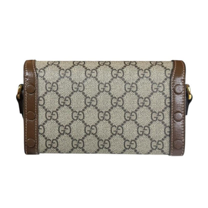 Gucci Mini Bag Horsebit 1955 Shoulder Bag GG Supreme Canvas 699296 Beige Ladies