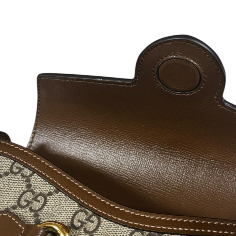 Gucci Mini Bag Horsebit 1955 Shoulder Bag GG Supreme Canvas 699296 Beige Ladies