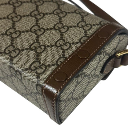Gucci Mini Bag Horsebit 1955 Shoulder Bag GG Supreme Canvas 699296 Beige Ladies