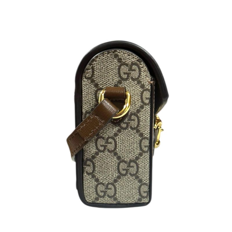 Gucci Mini Bag Horsebit 1955 Shoulder Bag GG Supreme Canvas 699296 Beige Ladies
