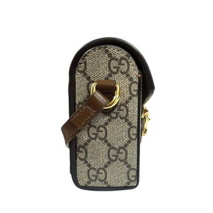 Gucci Mini Bag Horsebit 1955 Shoulder Bag GG Supreme Canvas 699296 Beige Ladies