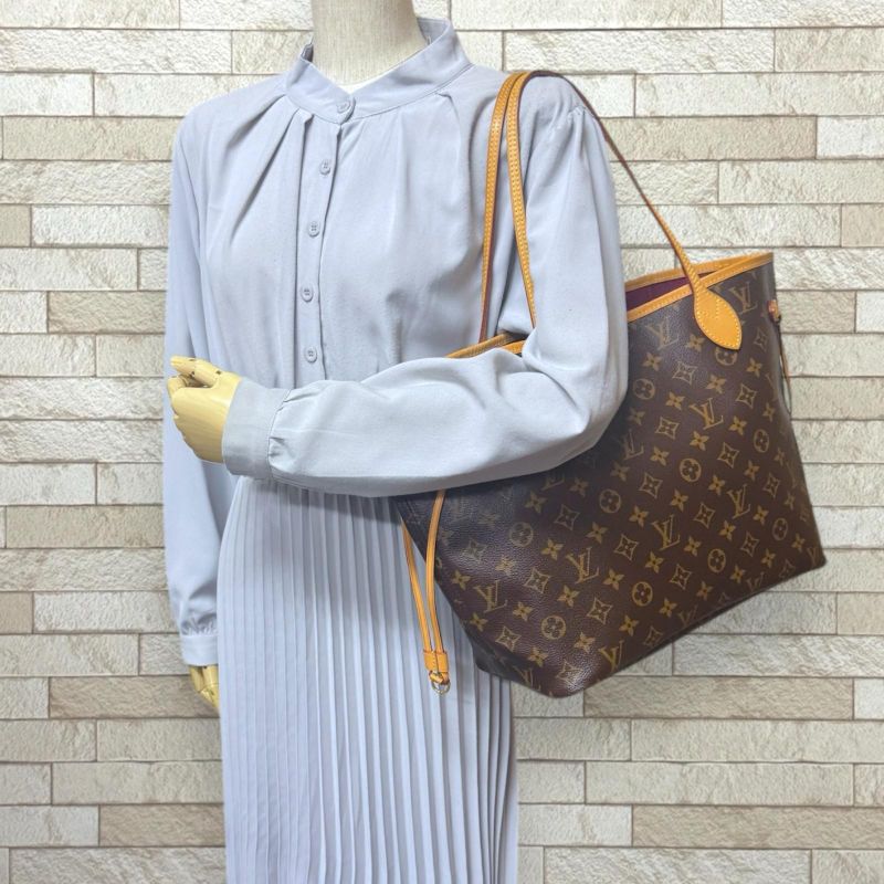 Louis Vuitton Neverfull MM Monogram Tote Bag Monogram Canvas M40996 Brown Women