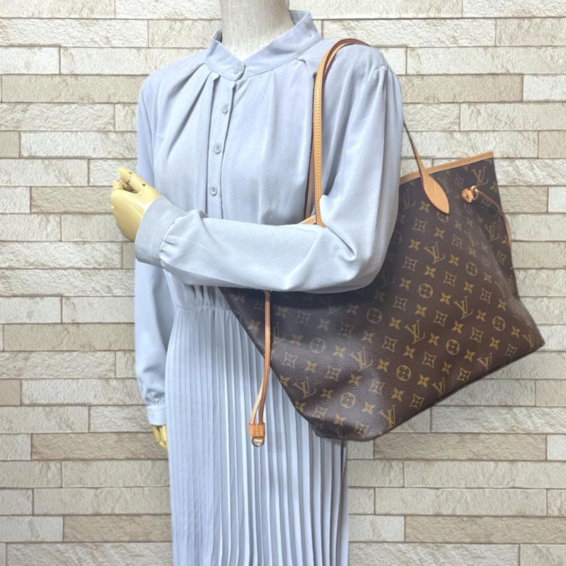 Louis Vuitton Neverfull MM Monogram Tote Bag Monogram Canvas M40156 Brown Women