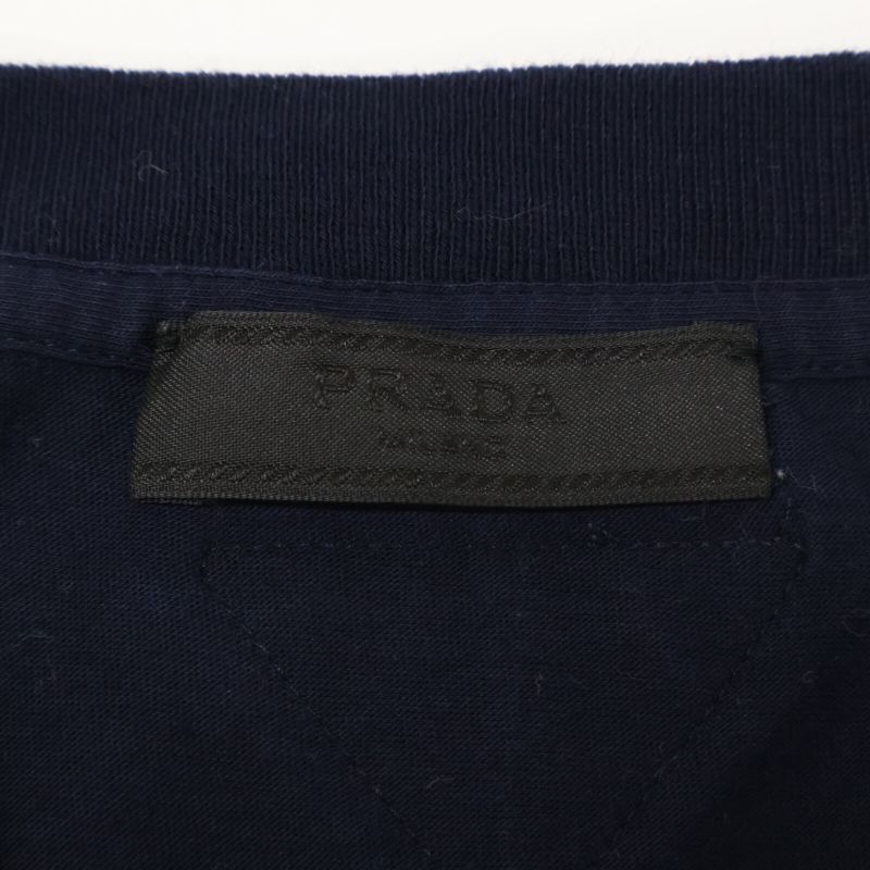 Prada Umj492 Navy Triangle Logo Crew Neck Tee M