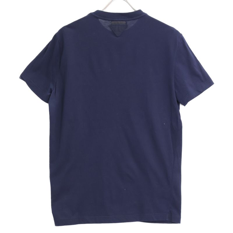 Prada Umj492 Navy Triangle Logo Crew Neck Tee M