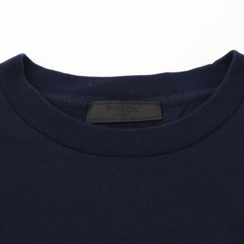 Prada Umj492 Navy Triangle Logo Crew Neck Tee M