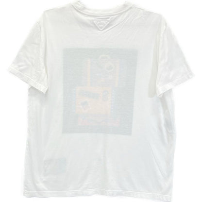 Prada 135664 S181 White And Green Graphic Print Short Sleeve Cut And Sewn S