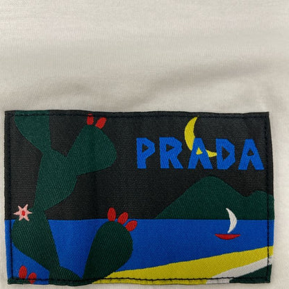 Prada 135664 S181 White And Green Graphic Print Short Sleeve Cut And Sewn S